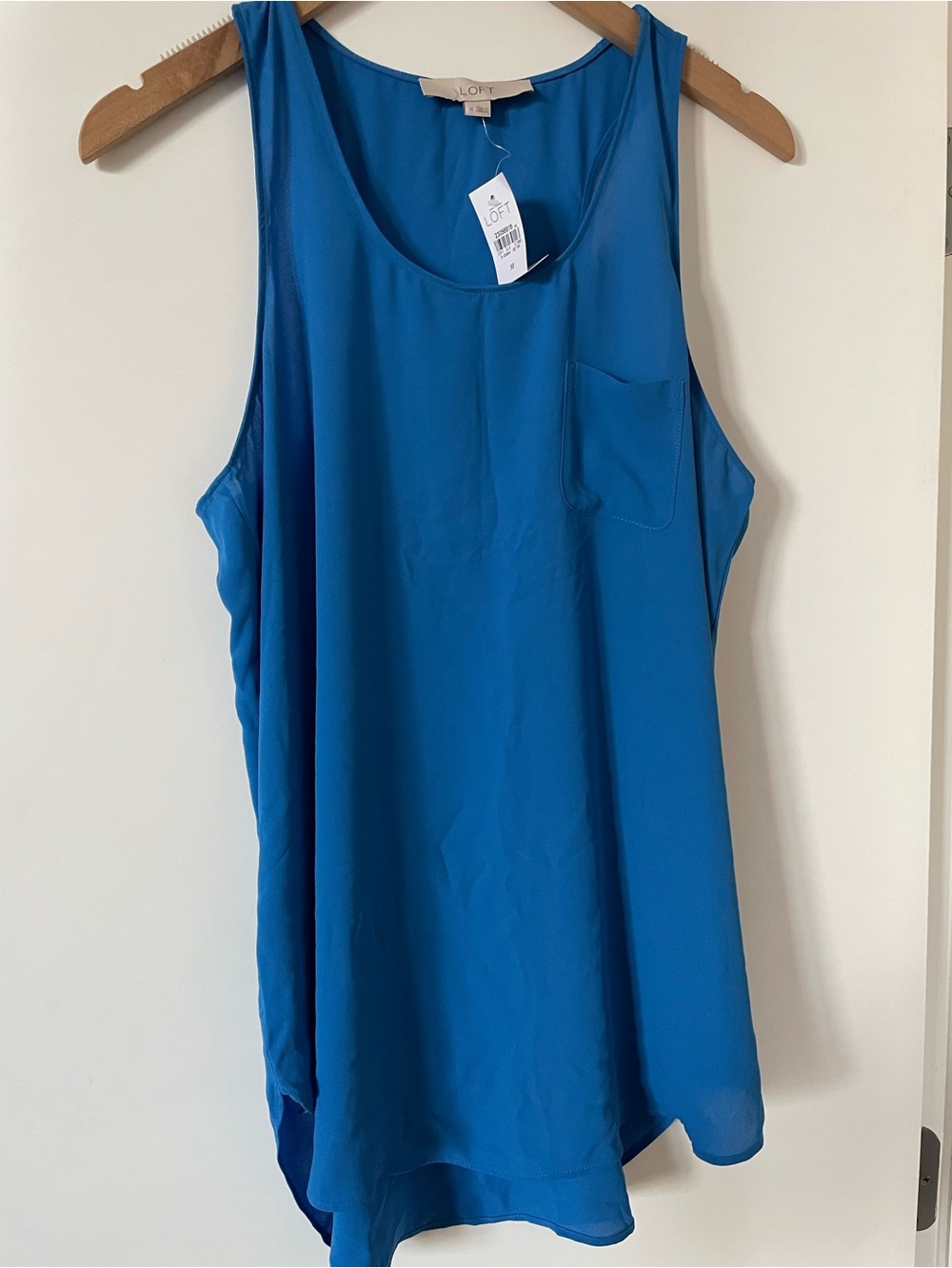 LOFT Cobalt Blue Scoop Neck Sleeveless Tank with Pocket